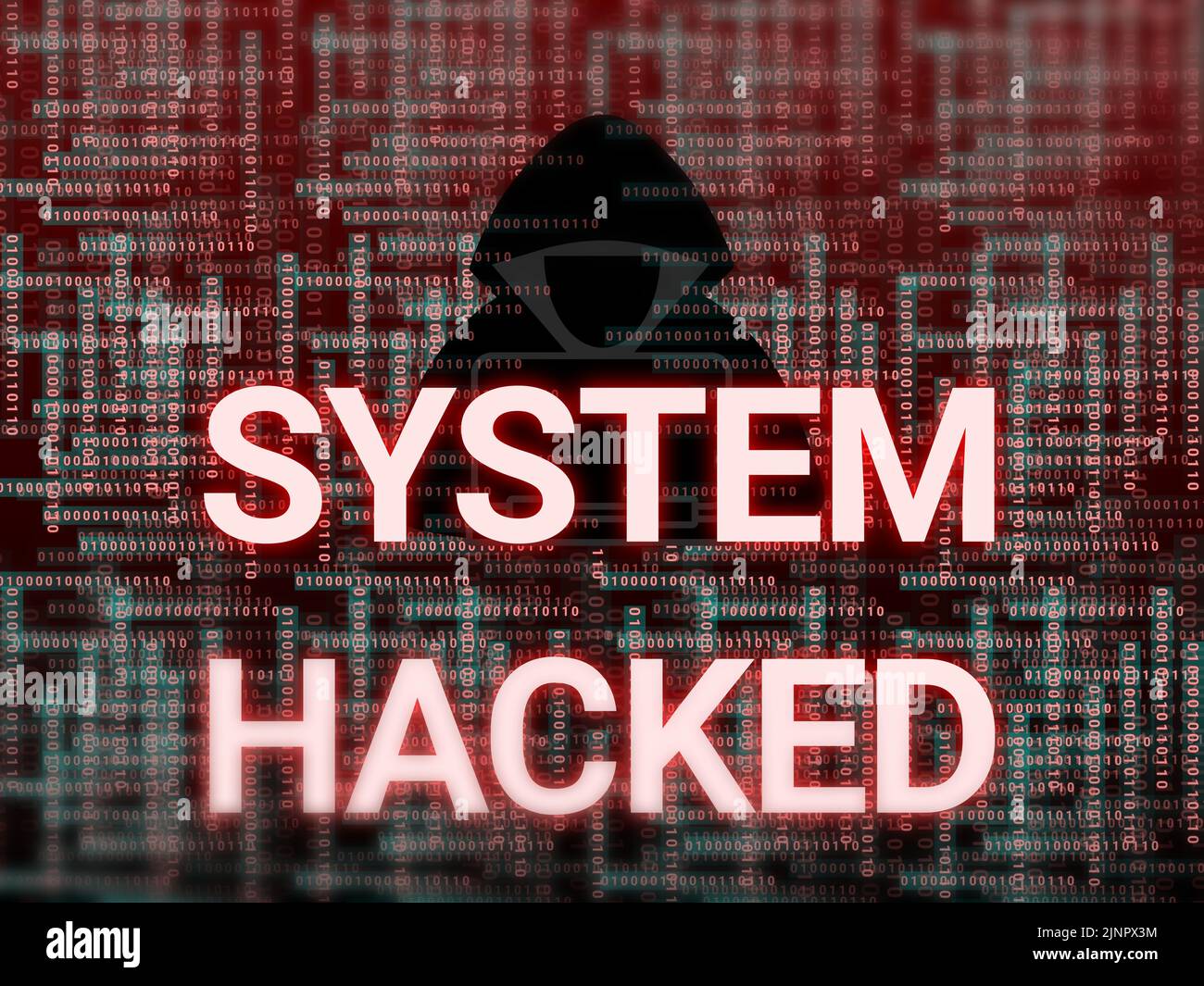 system hacked background with digital number and Hacker icon. concept