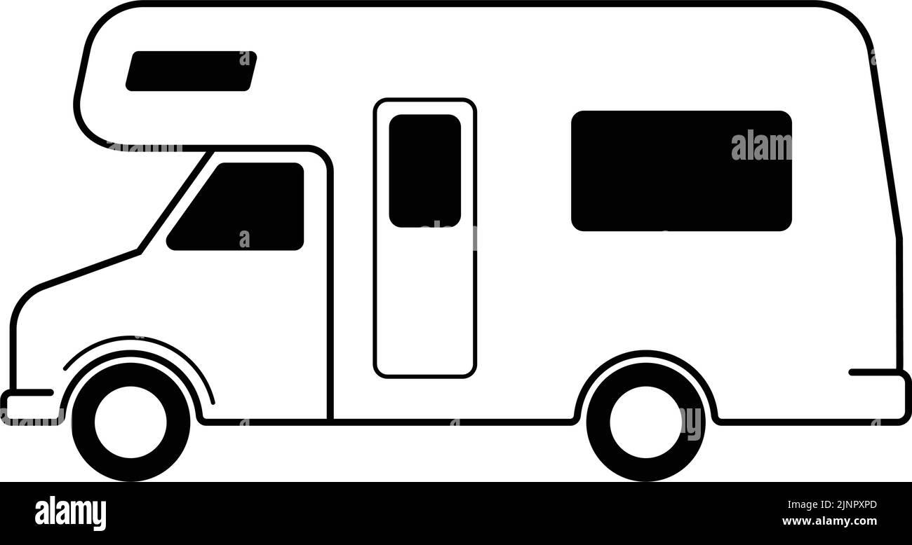 camper, camping van - simple flat icon - vector artwork Stock Vector