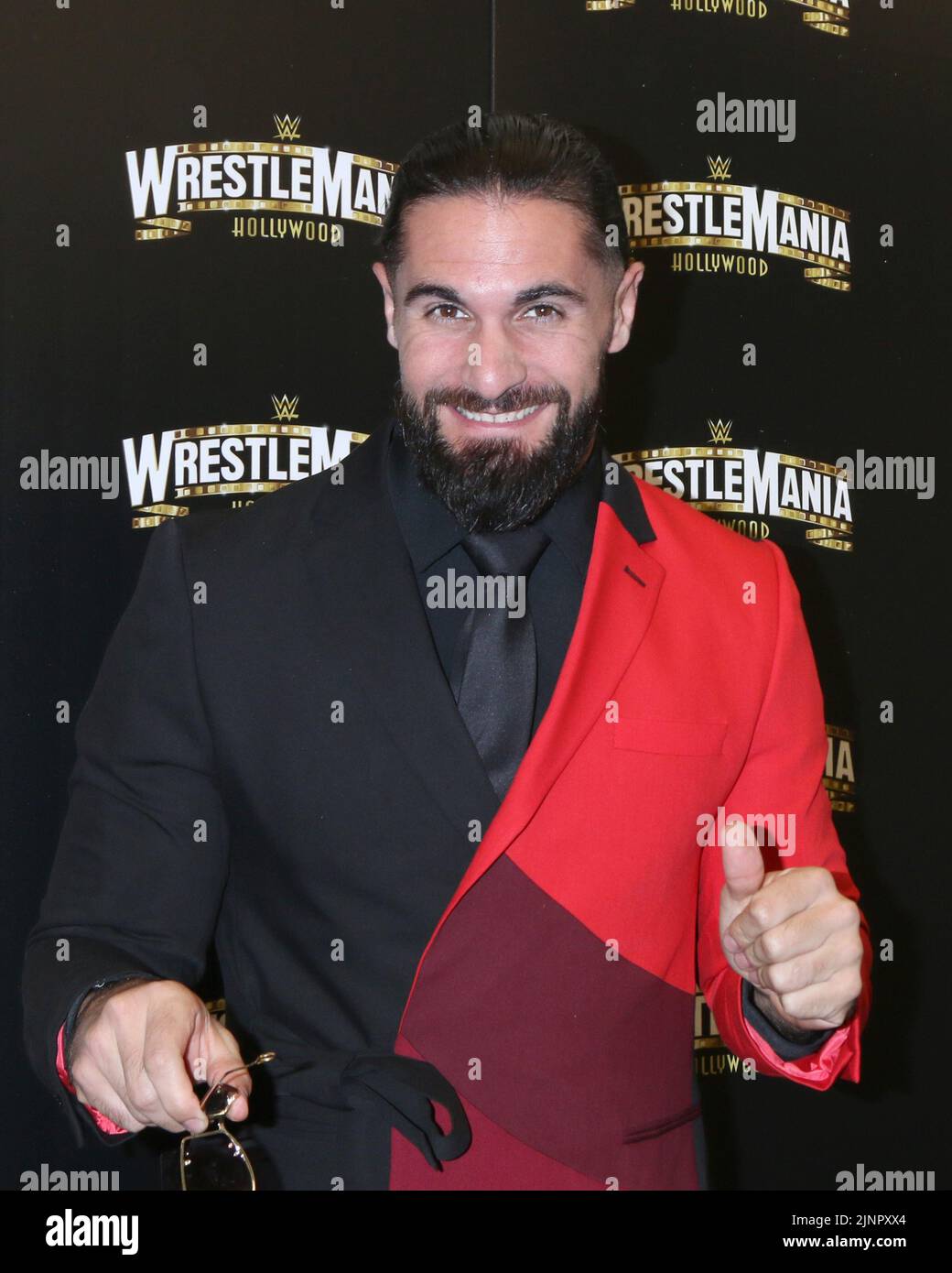 August 11, 2022, Los Angeles, CA, USA: LOS ANGELES - AUG 11: Seth â€œFreakinâ€ Rollins at the WrestleMania Launch Party at SoFi Stadium on August 11, 2022 in Los Angeles, CA (Credit Image: © Kay Blake/ZUMA Press Wire) Stock Photo