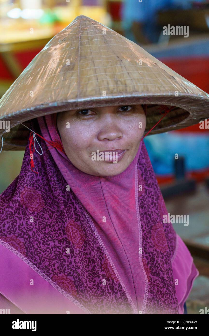 Kampot. Cambodia. Kampot Province. Market. Portrait of a Cambodian