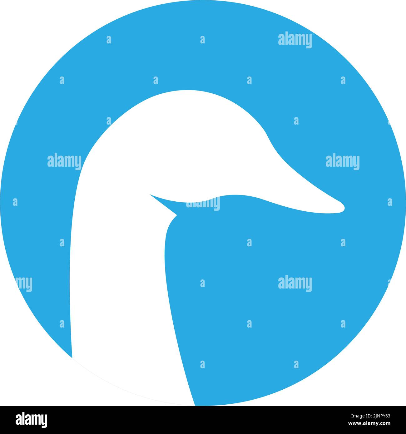 Duck head silhouette. Duck symbol. Canard bird head silhouette. Farm bird icon isolated on white background. Stock Vector