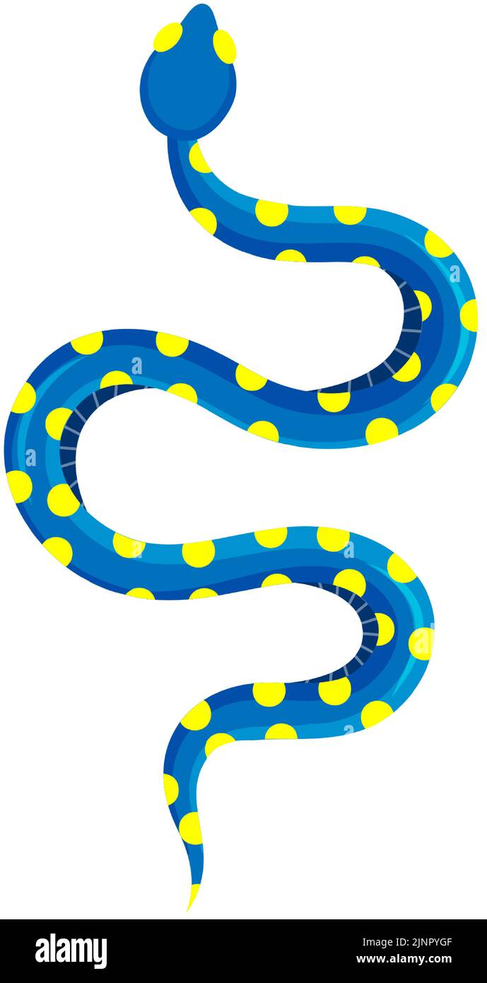 Blue snake. Tropical toxic snake. Colored exotic rattlesnake. Hand drawn vector illustration. Stock Vector