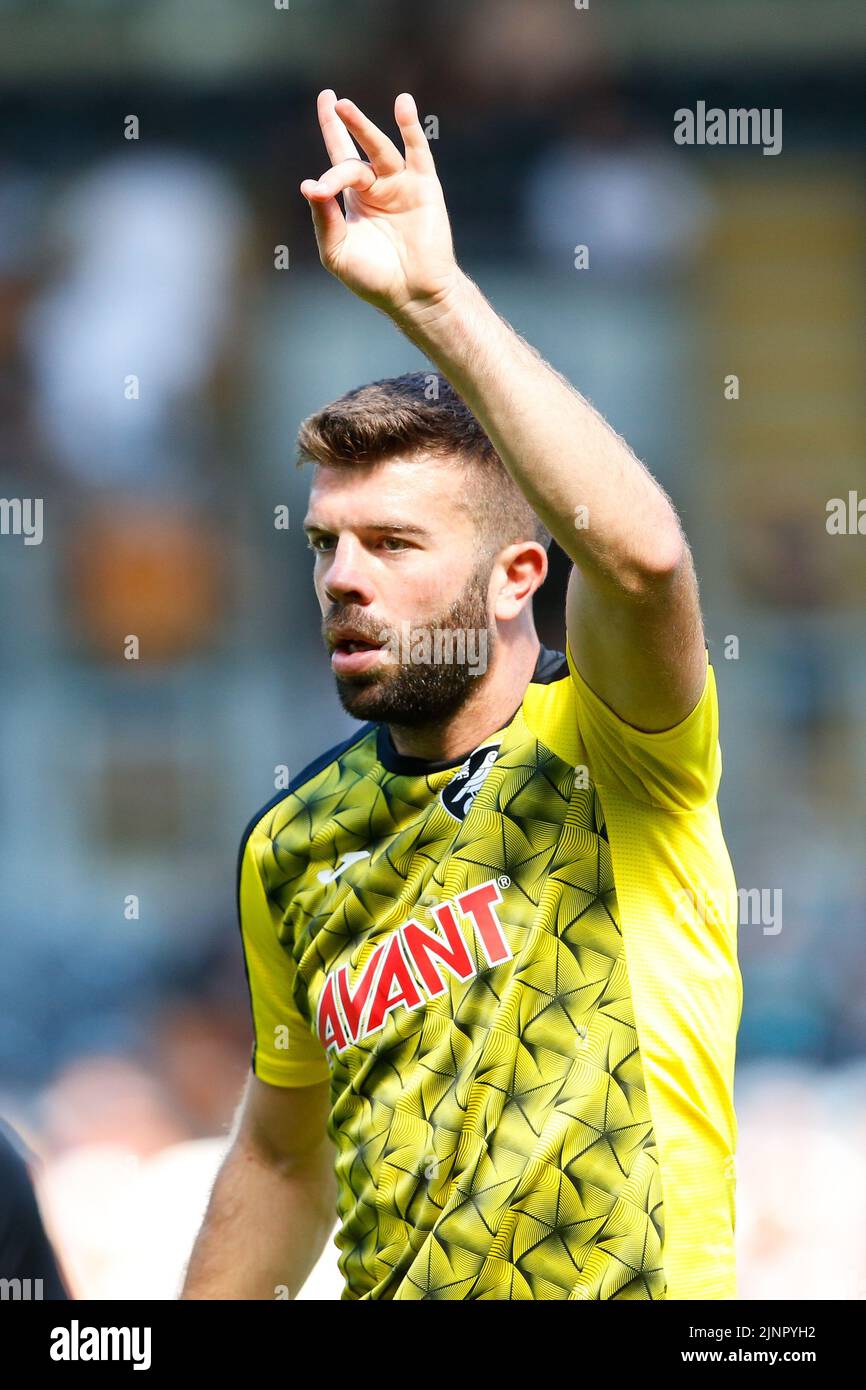 Grant Hanley #5 of Norwich City warms up before the game Stock Photo