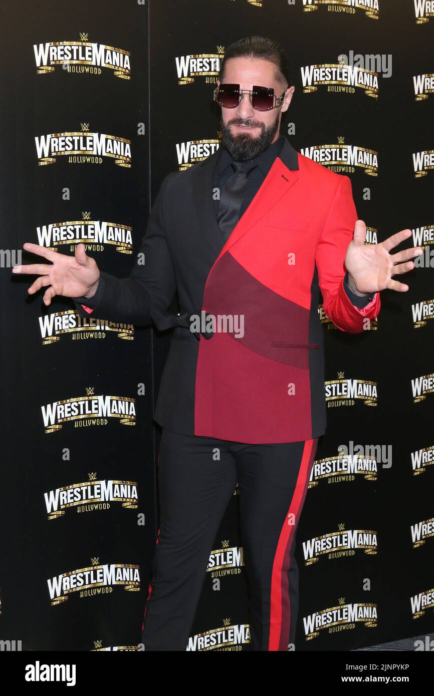 August 11, 2022, Los Angeles, CA, USA: LOS ANGELES - AUG 11: Seth â€œFreakinâ€ Rollins at the WrestleMania Launch Party at SoFi Stadium on August 11, 2022 in Los Angeles, CA (Credit Image: © Kay Blake/ZUMA Press Wire) Stock Photo