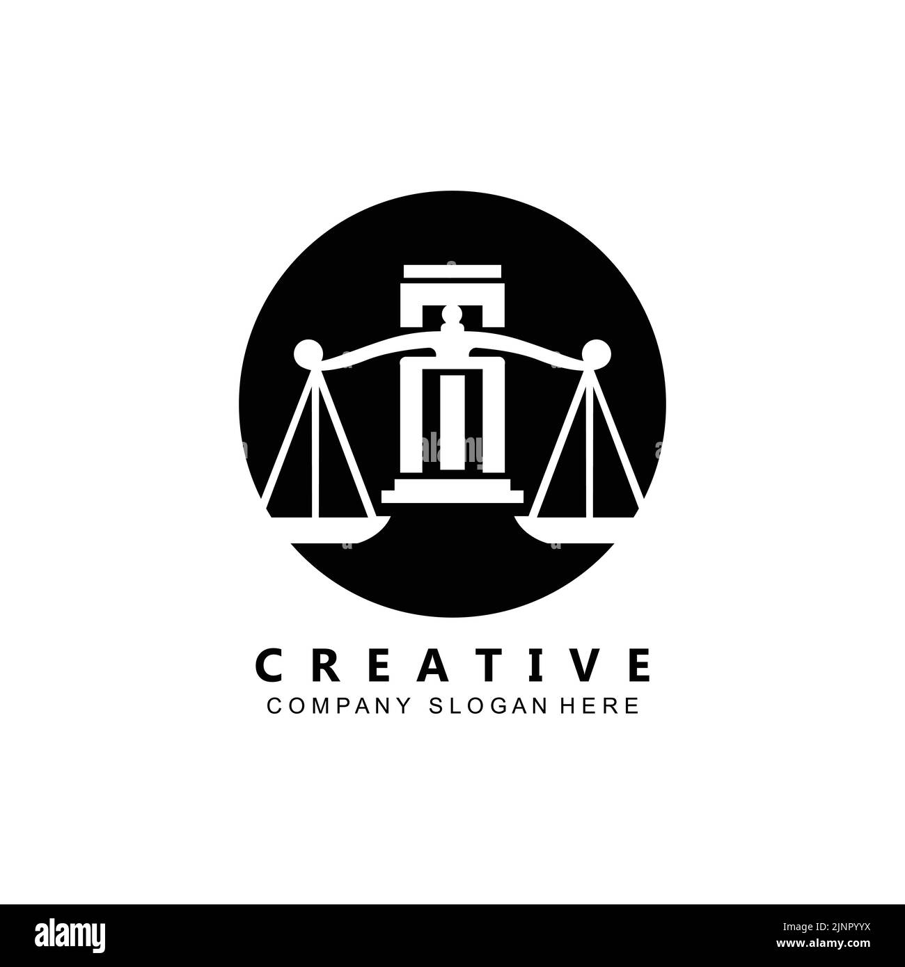 Lawyer or Justice law logo vector design, icon illustration Stock Vector
