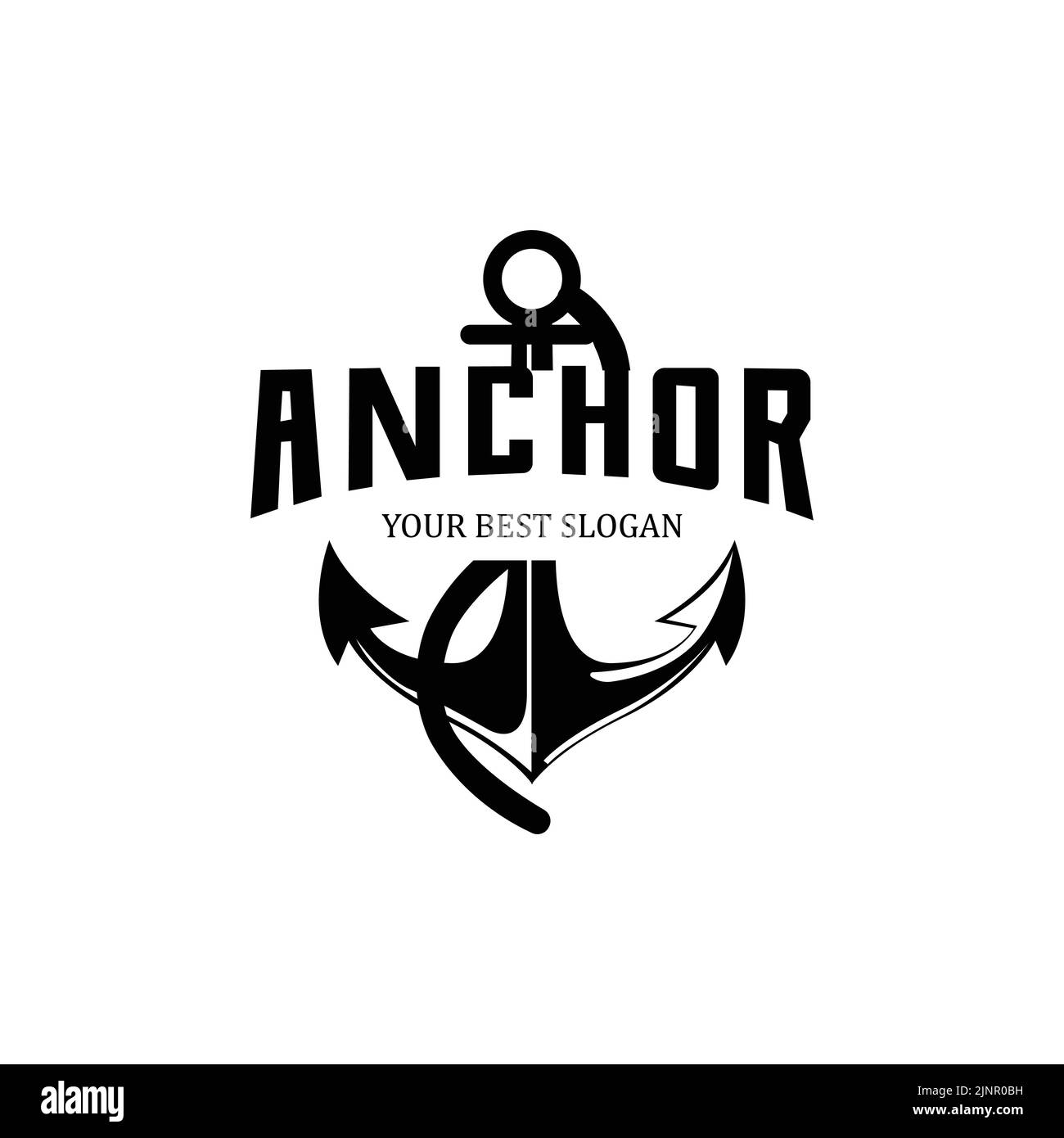 ship anchor logo icon vector, port, retro design illustration Stock