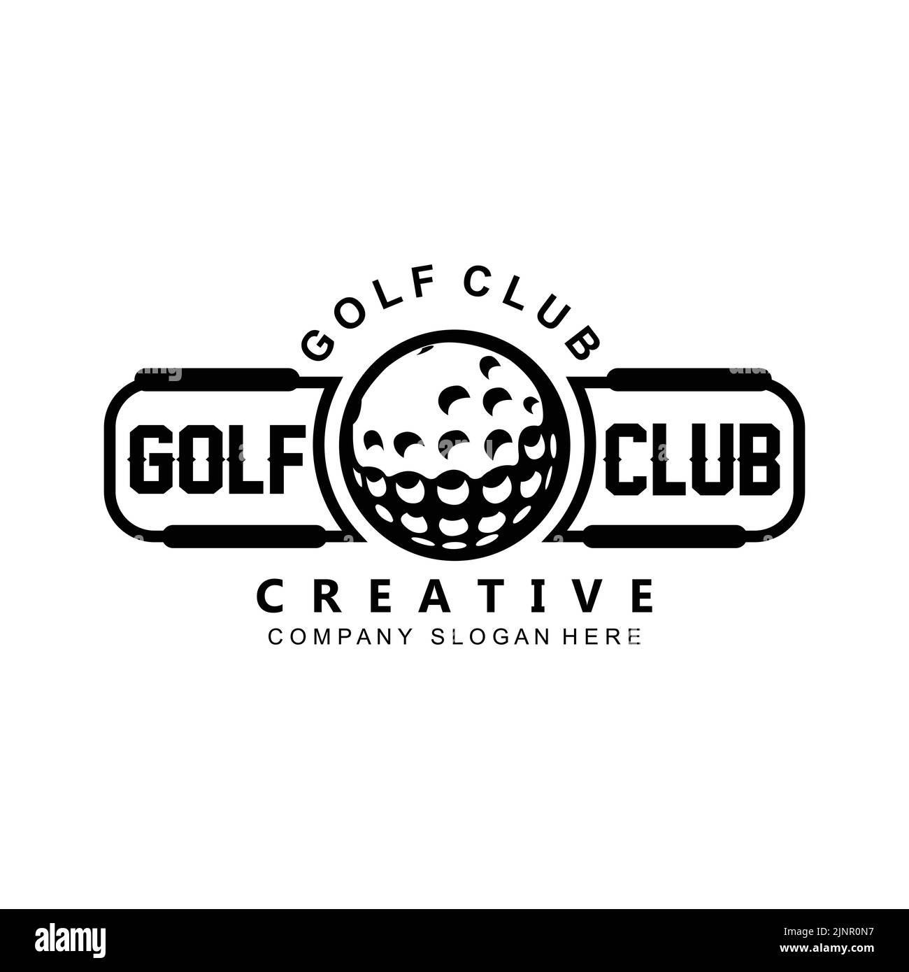 vector icon logo golf ball, stick, and golfing. Outdoor Games, retro concept illustration Stock Vector