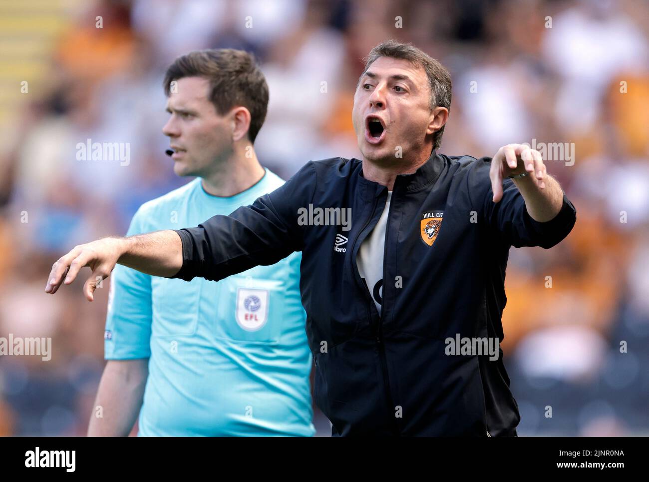 Hull City manager Shota Arveladze during the Sky Bet Championship match at the MKM Stadium, Hull. Picture date: Saturday August 13, 2022. Stock Photo