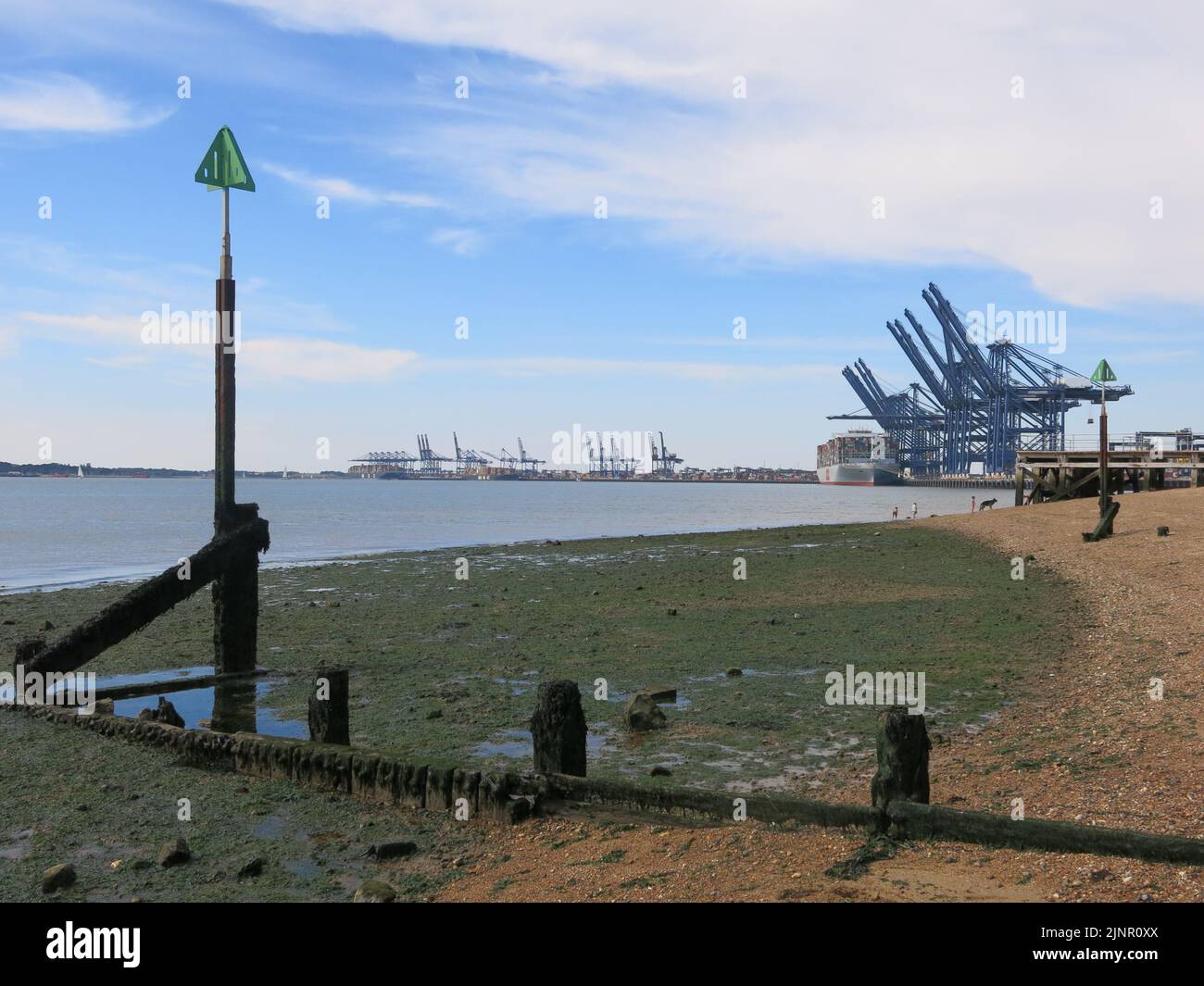 View From Landguard Point Looking Towards The Towering Gantry Cranes 