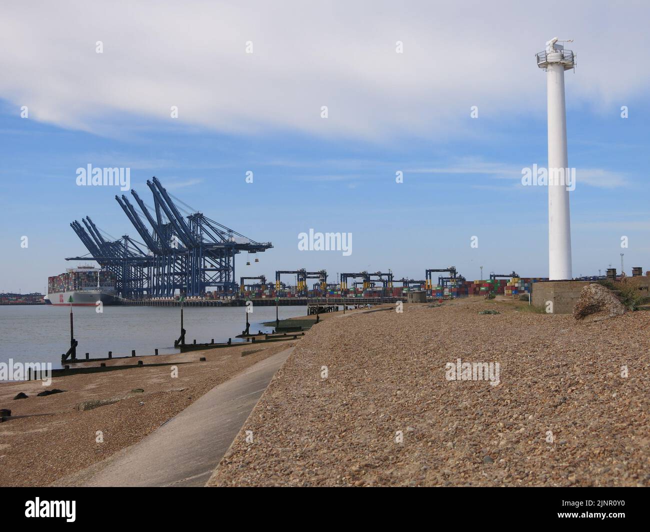 View From Landguard Point Looking Towards The Towering Gantry Cranes 