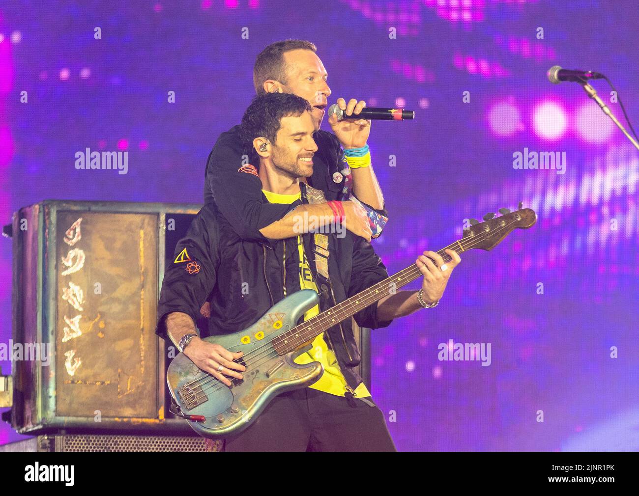 Will Champion, Guy Berryman, Chris Martin and Jonny Buckland of Coldplay attend the Capital FM Jingle Bell Ball 2015 at the O2 Arena, London Stock Photo - Alamy