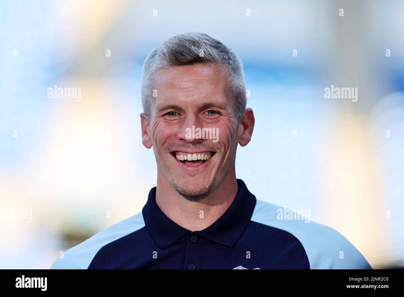 Cardiff, UK. 13th Aug, 2022. Steve Morison, the manager of Cardiff city looks on smiling after the win. EFL Skybet championship match, Cardiff city v Birmingham City at the Cardiff City Stadium in Cardiff, Wales on Saturday 13th August 2022. this image may only be used for Editorial purposes. Editorial use only, license required for commercial use. No use in betting, games or a single club/league/player publications. pic by Andrew Orchard/Andrew Orchard sports photography/Alamy Live news Credit: Andrew Orchard sports photography/Alamy Live News Stock Photo