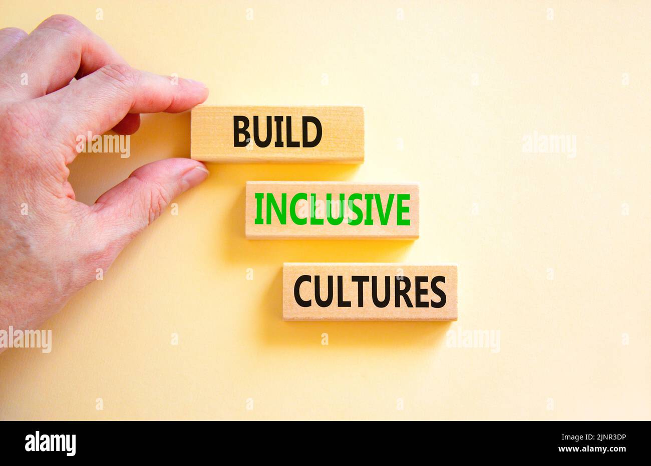 Build inclusive cultures symbol. Concept words Build inclusive cultures on wooden blocks
