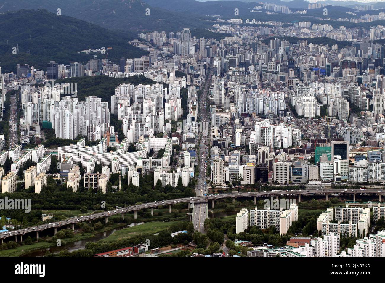 Seoul City Scape From The Lotte World Tower Stock Photo