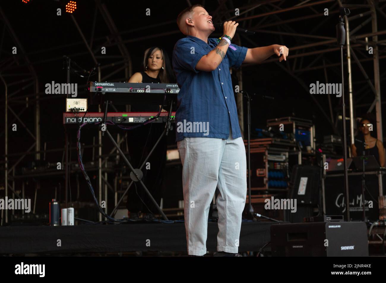 Boomtown Festival, Winchester, UK 12 August 2022 Kae Tempsest performs on Grand Central at Boomtown 2022 Credit: Denise Laura Baker/Alamy Live News Credit: Denise Laura Baker/Alamy Live News Stock Photo