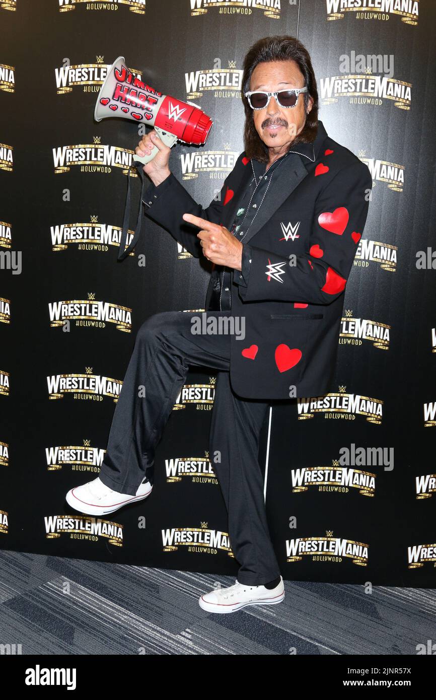 LOS ANGELES - AUG 11: Jimmy Hart at the WrestleMania Launch Party at SoFi Stadium on August 11, 2022 in Los Angeles, CA (Photo by Katrina Jordan/Sipa USA) Stock Photo