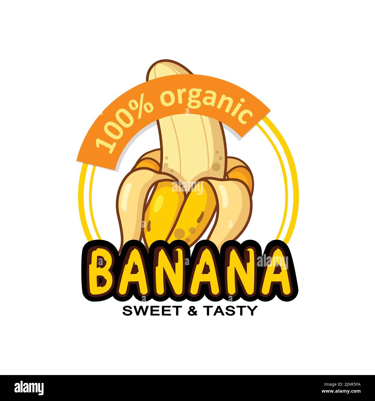 yellow background design banana fruit logo premium design, for sticker