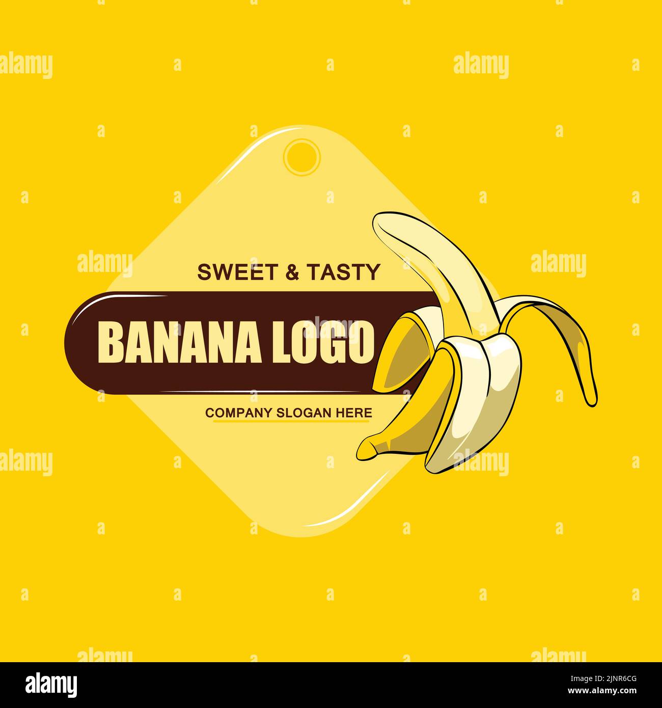 yellow background design banana fruit logo premium design, for sticker