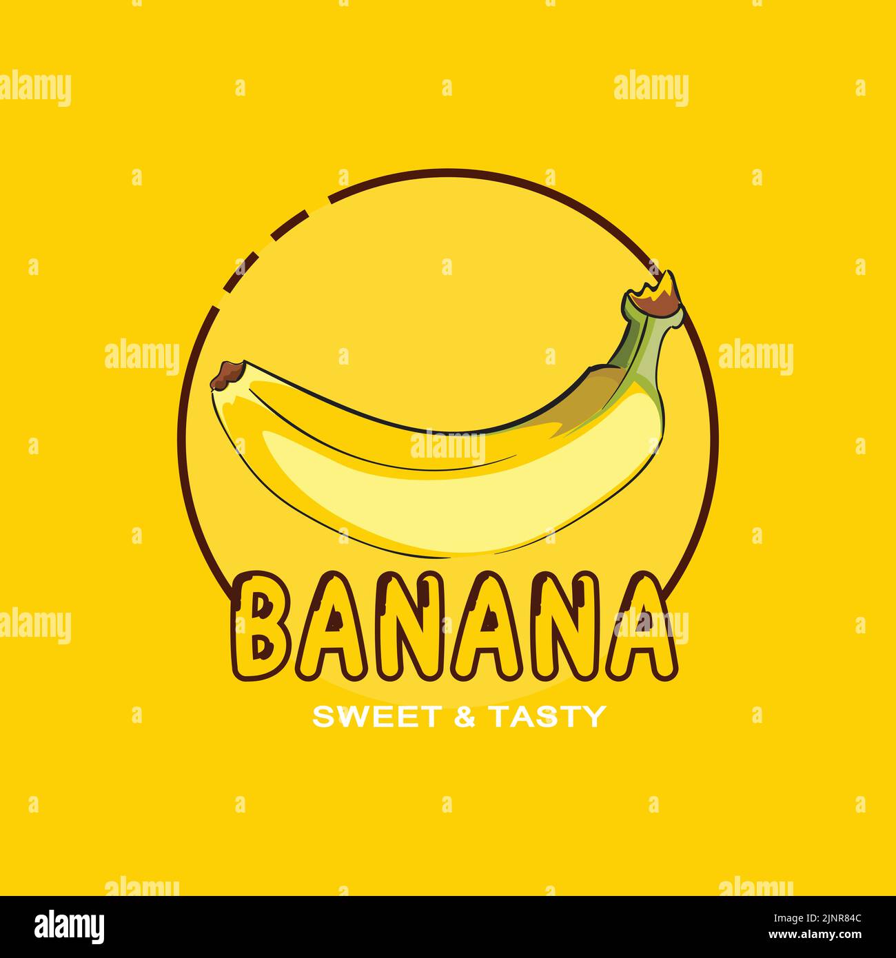 yellow background design banana fruit logo premium design, for sticker