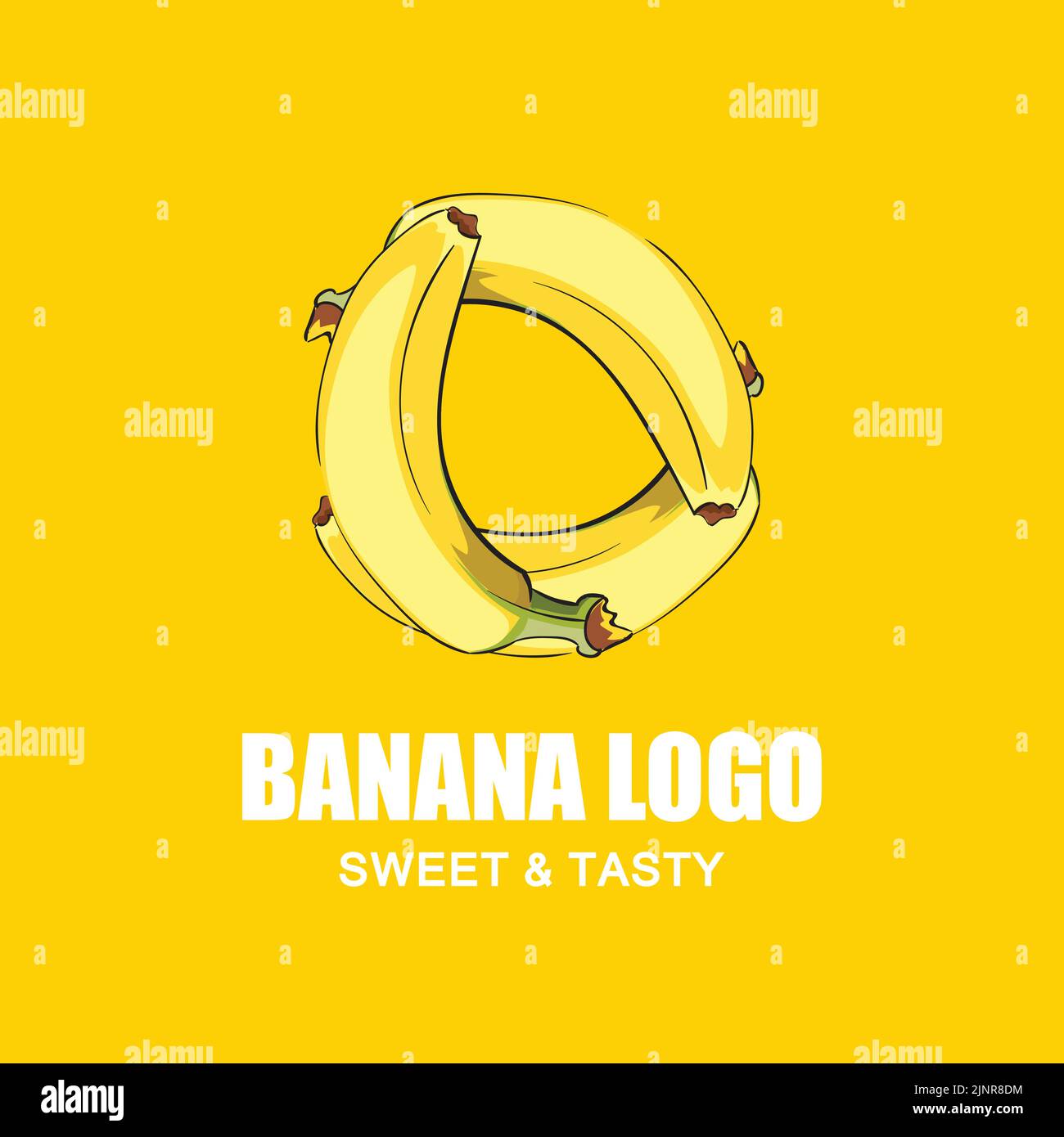 yellow background design banana fruit logo premium design, for sticker