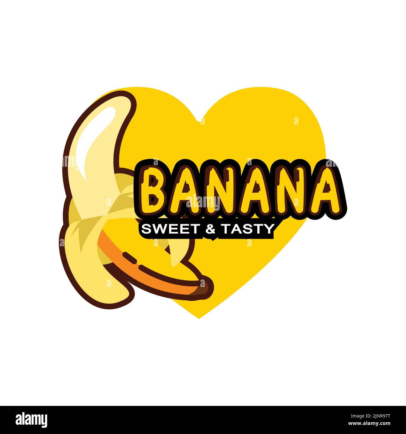 yellow background design banana fruit logo premium design, for sticker