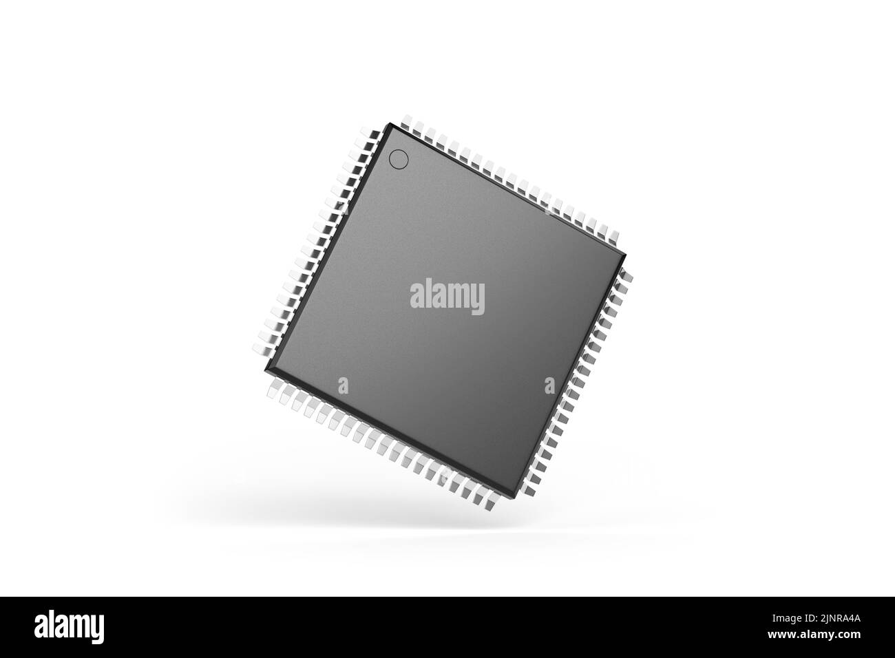 Microprocessor with copy space on surface isolated on white background. 3d illustration. Stock Photo