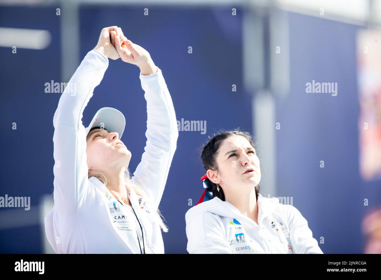 Munich, Germany. 13th Aug, 2022. Munich, Germany, August 13th 2022 Janja Garnbret (SLO) and Mia