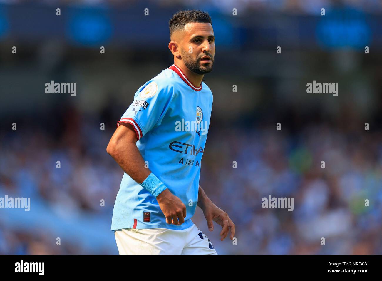 Manchester, UK. 13th Aug, 2022. Riyad Mahrez #26 of Manchester City in Manchester, United Kingdom on 8/13/2022. (Photo by Conor Molloy/News Images/Sipa USA) Credit: Sipa USA/Alamy Live News Stock Photo
