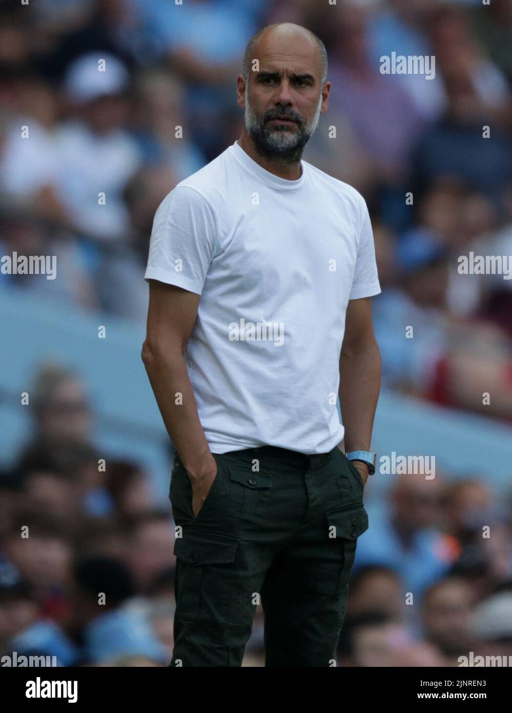 City Stadium, Manchester, UK. 13th Aug, 2022. Premier League football, Manchester City versus Bournemouth FC; Manchester City manager Pep Guardiola Credit: Action Plus Sports/Alamy Live News Stock Photo