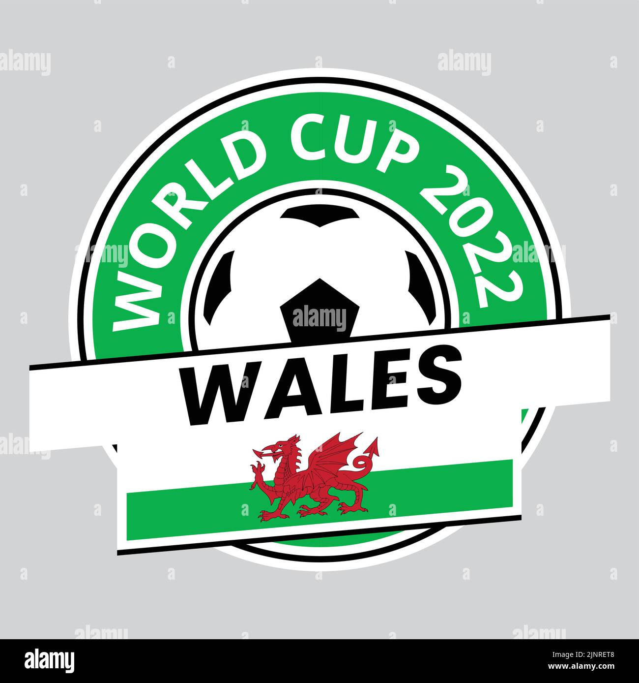 Illustration of Wales Team Badge for Qatar World Cup 2022 Stock Vector