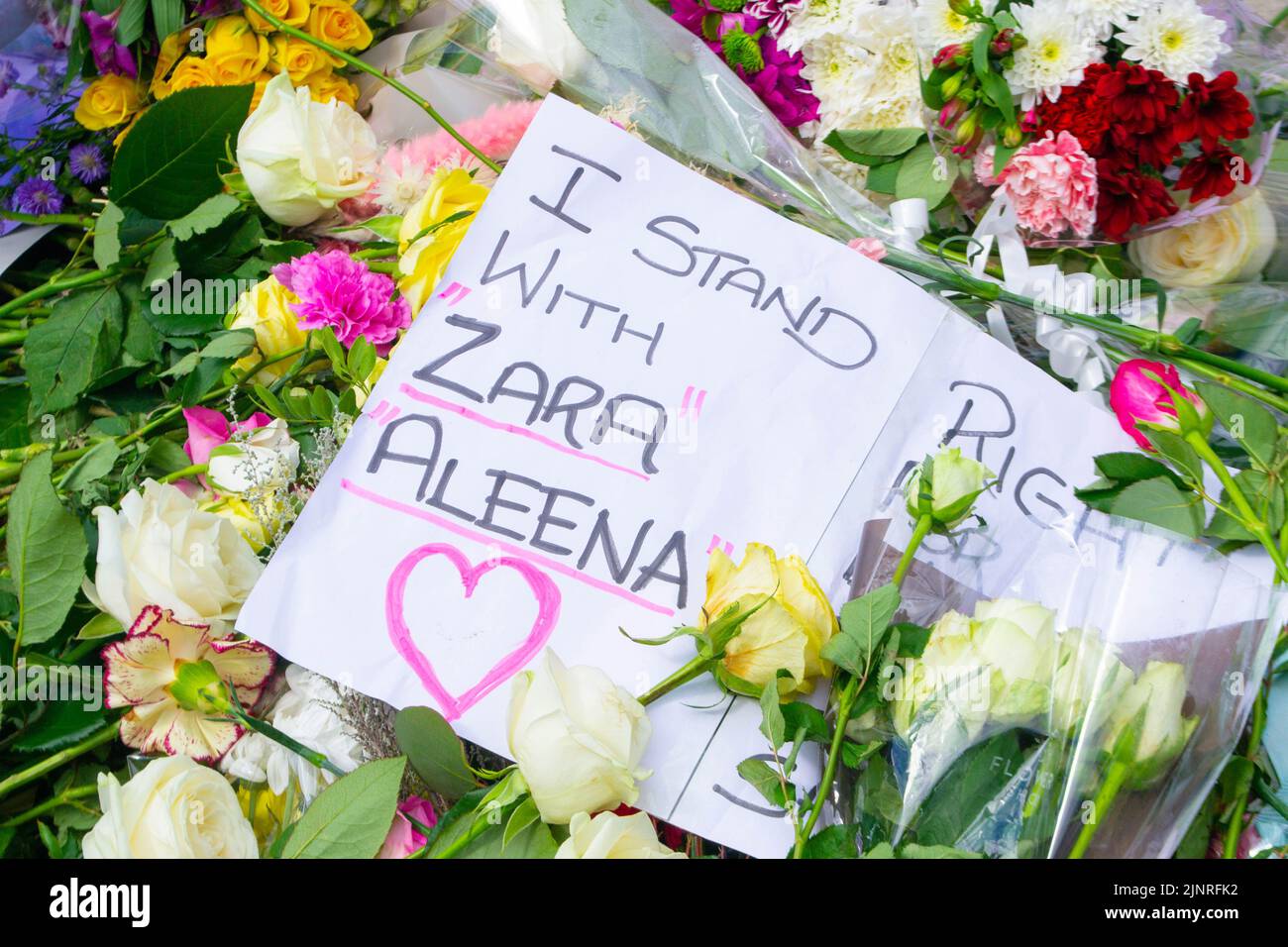 ILFORD, LONDON, ENGLAND- 2nd July 2022: Flowers laid in memory of Zara ...