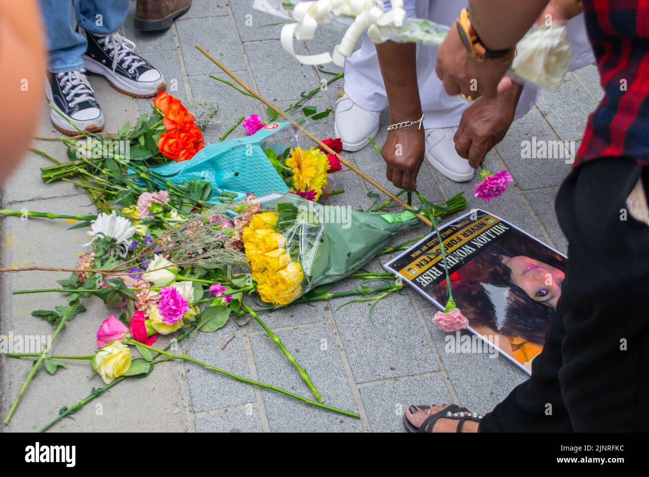 ILFORD, LONDON, ENGLAND- 2nd July 2022: Flowers laid in memory of Zara ...