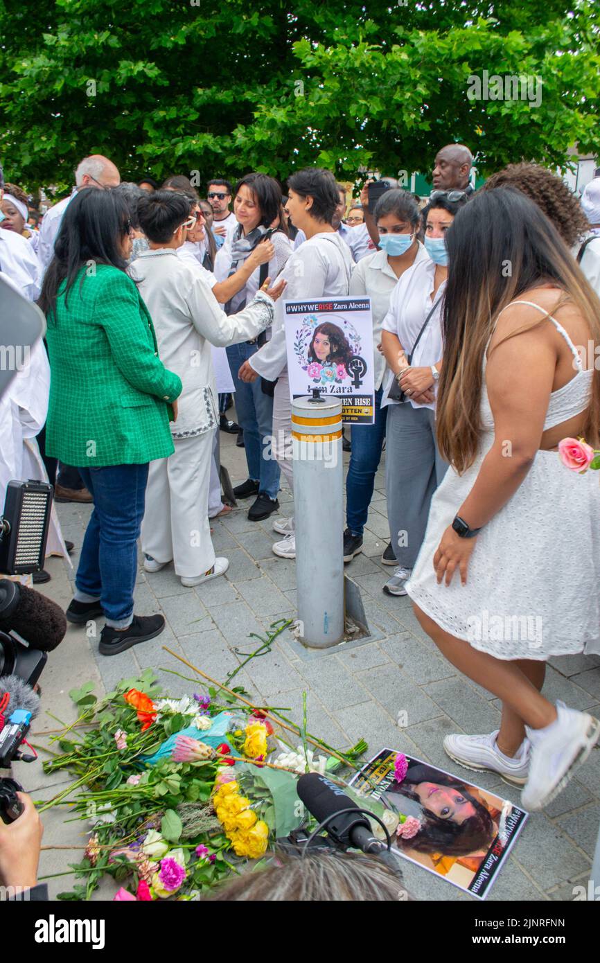 ILFORD, LONDON, ENGLAND- 2nd July 2022: Flowers laid in memory of Zara ...