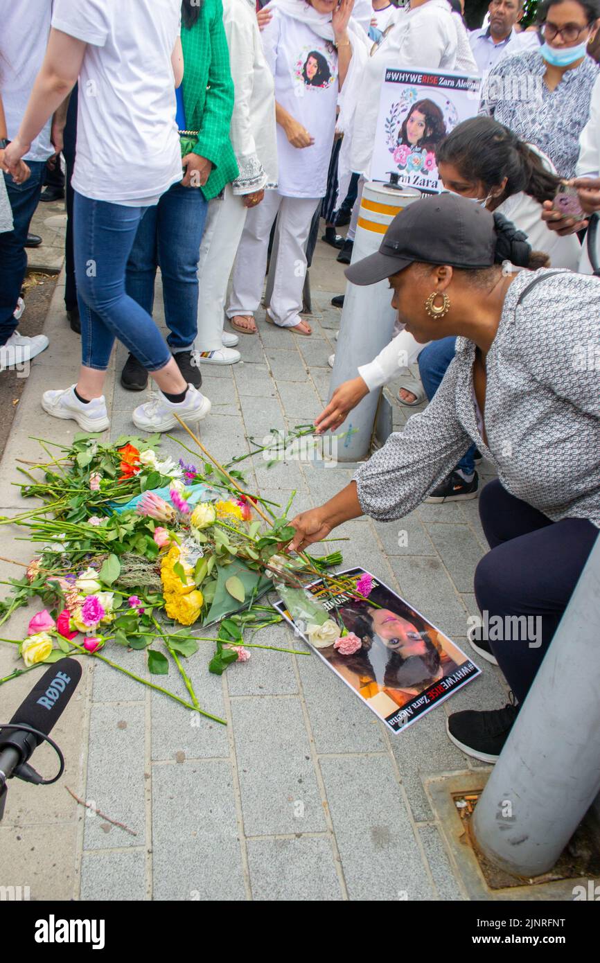 ILFORD, LONDON, ENGLAND- 2nd July 2022: Flowers laid in memory of Zara ...
