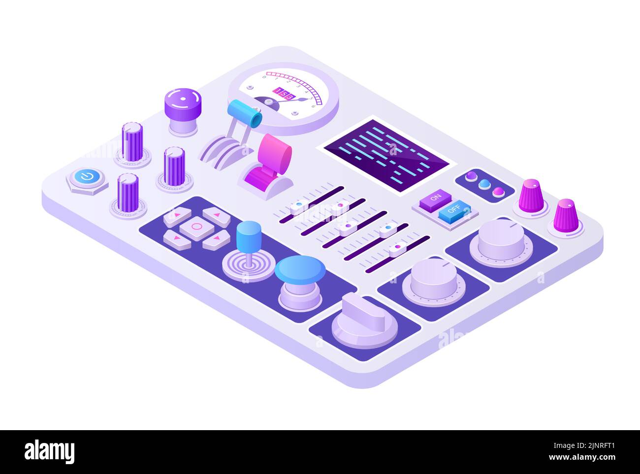 Isometric control panel. 3D analog retro machine for power supply ...