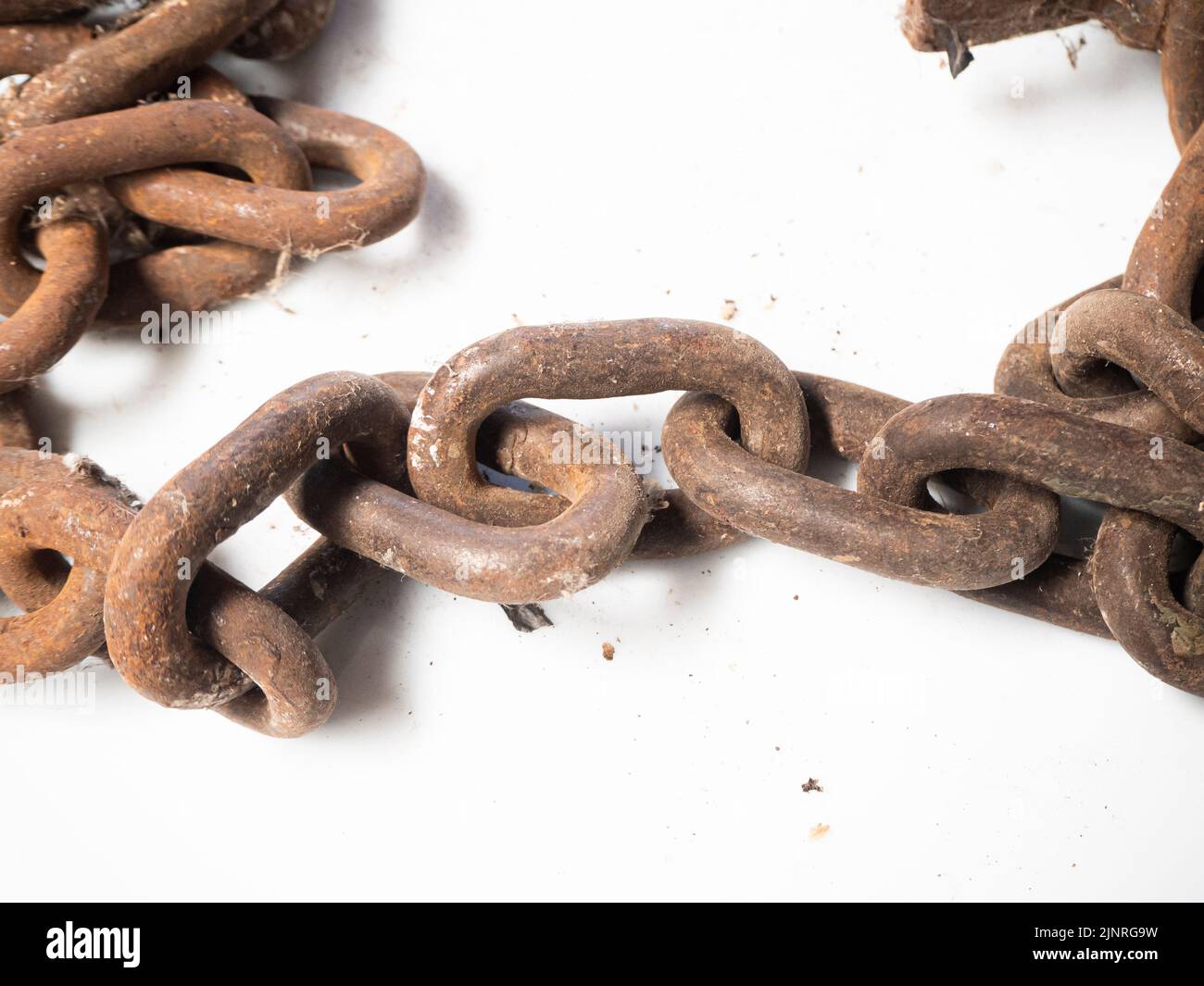 old rusted steel chains. Concept of antiquity and false security Stock ...