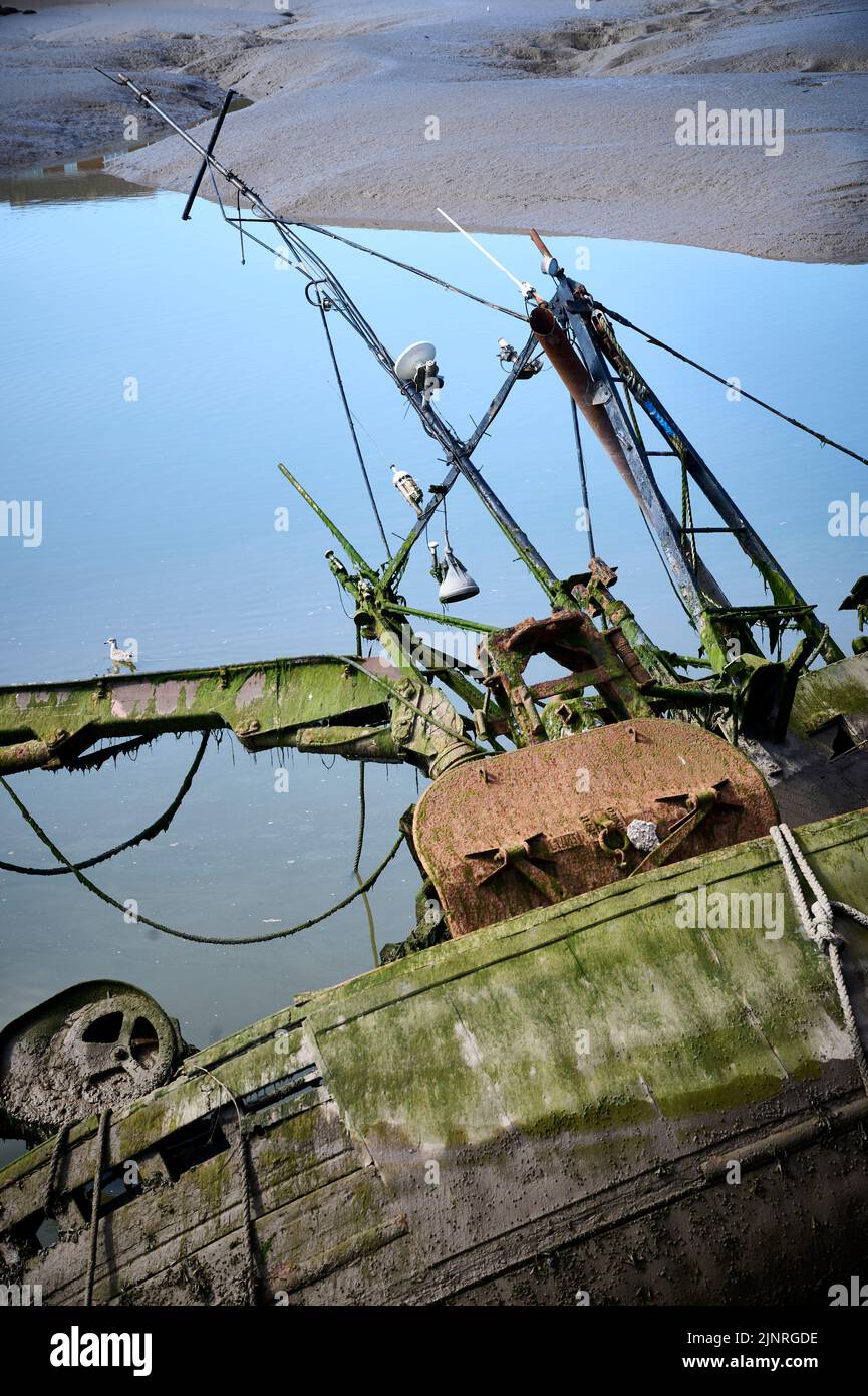 Remains of old fishing boat on Jubilee Quay,Fleetwood Stock Photo