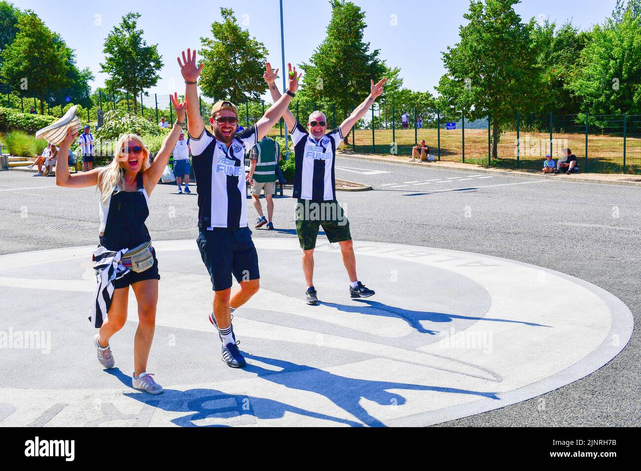 Brighton, UK. 13th Aug, 2022. Newcastle fans enjoying themselves before the Premier League match between Brighton & Hove Albion and Newcastle United at The Amex on August 13th 2022 in Brighton, England. (Photo by Jeff Mood/phcimages.com) Credit: PHC Images/Alamy Live News Stock Photo