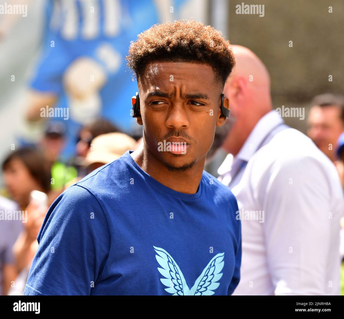Brighton, UK. 13th Aug, 2022. Joe Willock of Newcastle United arrives for the Premier League match between Brighton & Hove Albion and Newcastle United at The Amex on August 13th 2022 in Brighton, England. (Photo by Jeff Mood/phcimages.com) Credit: PHC Images/Alamy Live News Stock Photo