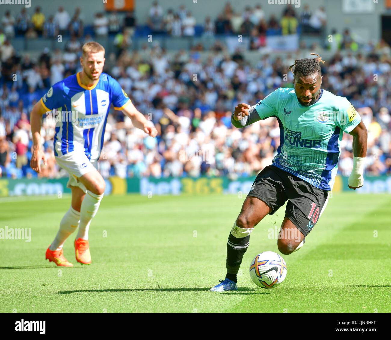 Brighton, UK. 13th Aug, 2022. Allan Saint-Maximin of Newcastle United during the Premier League match between Brighton & Hove Albion and Newcastle United at The Amex on August 13th 2022 in Brighton, England. (Photo by Jeff Mood/phcimages.com) Credit: PHC Images/Alamy Live News Stock Photo