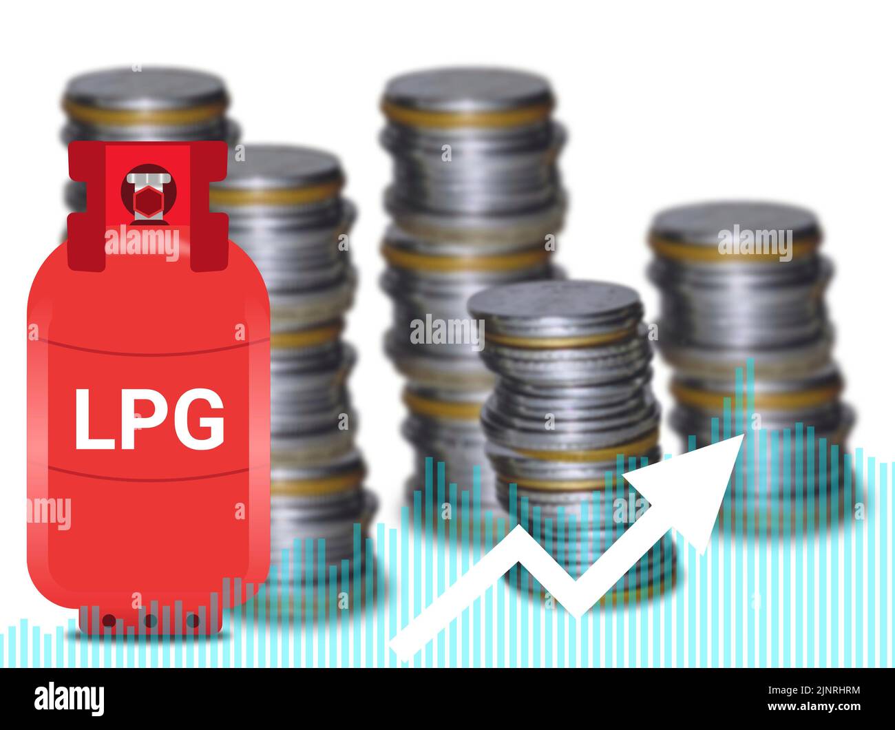 gas price increasing daily concept with blue coin image background and