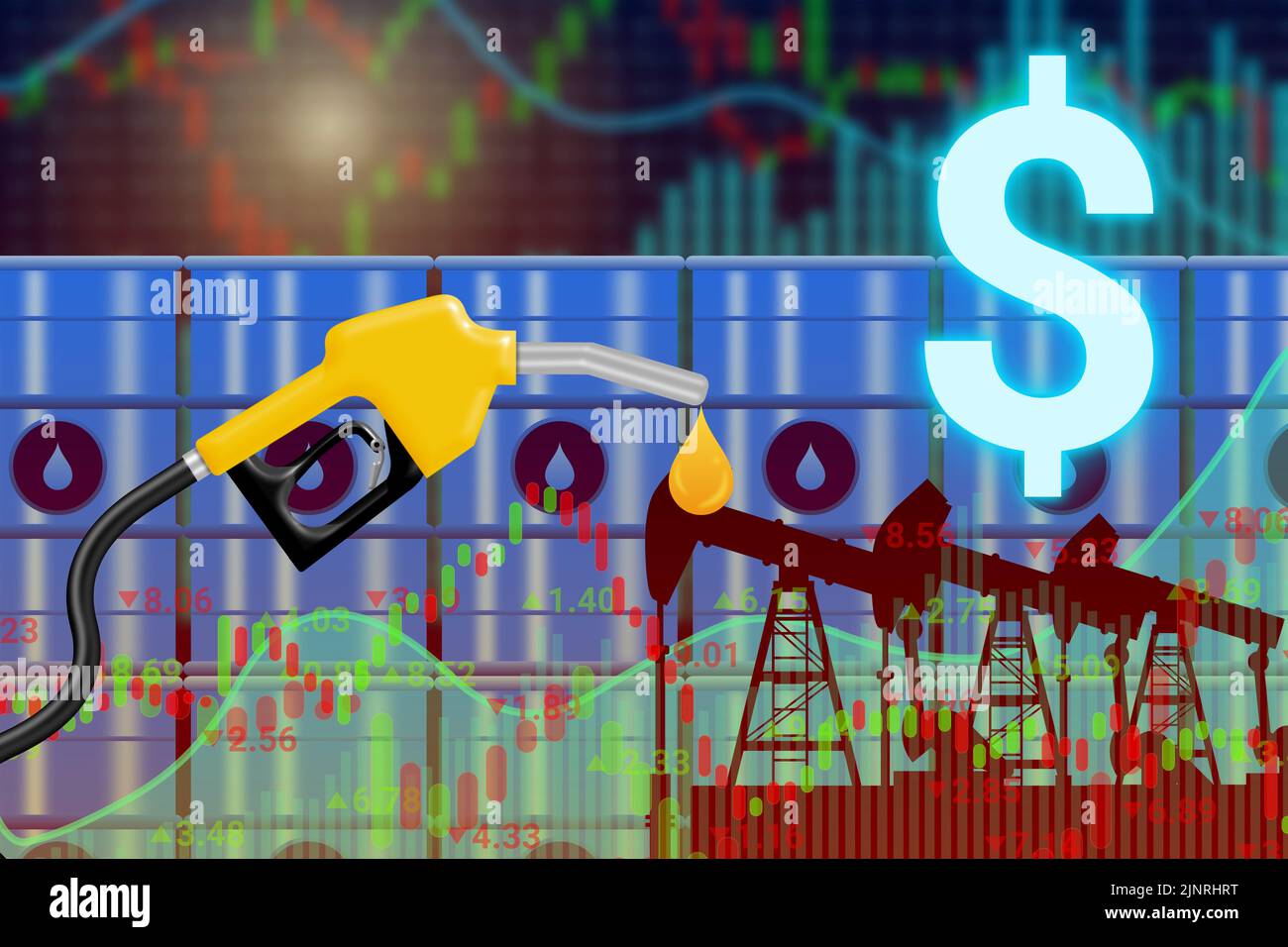petroleum, gasoline, gas and oil prices in dollar concept with oil tank