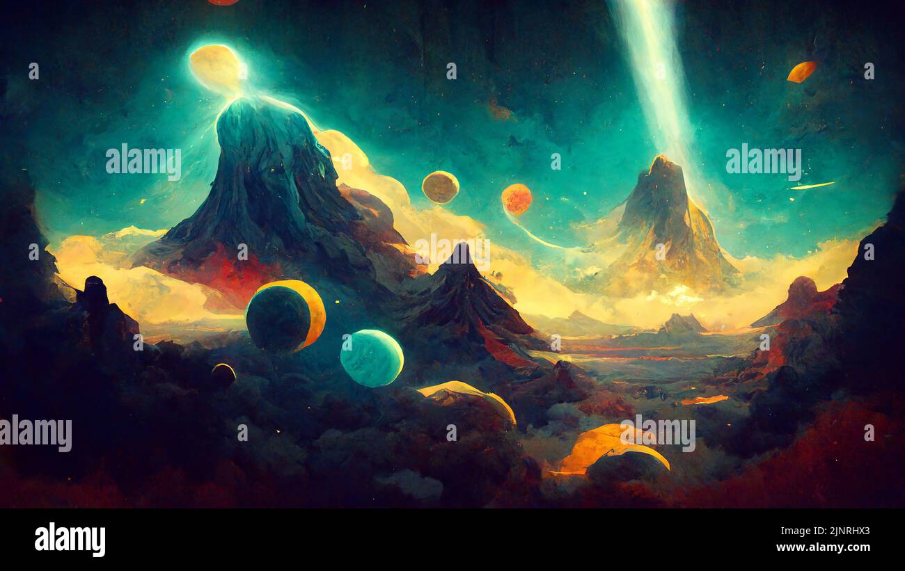 Space collection art. Beautiful space paintings with planets and ...