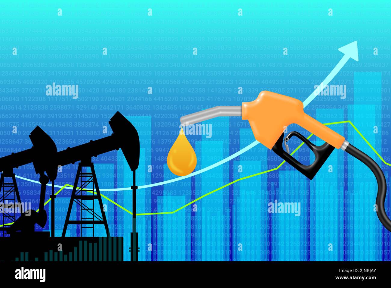 fuel price hike illustration background with graph and numbers. crued