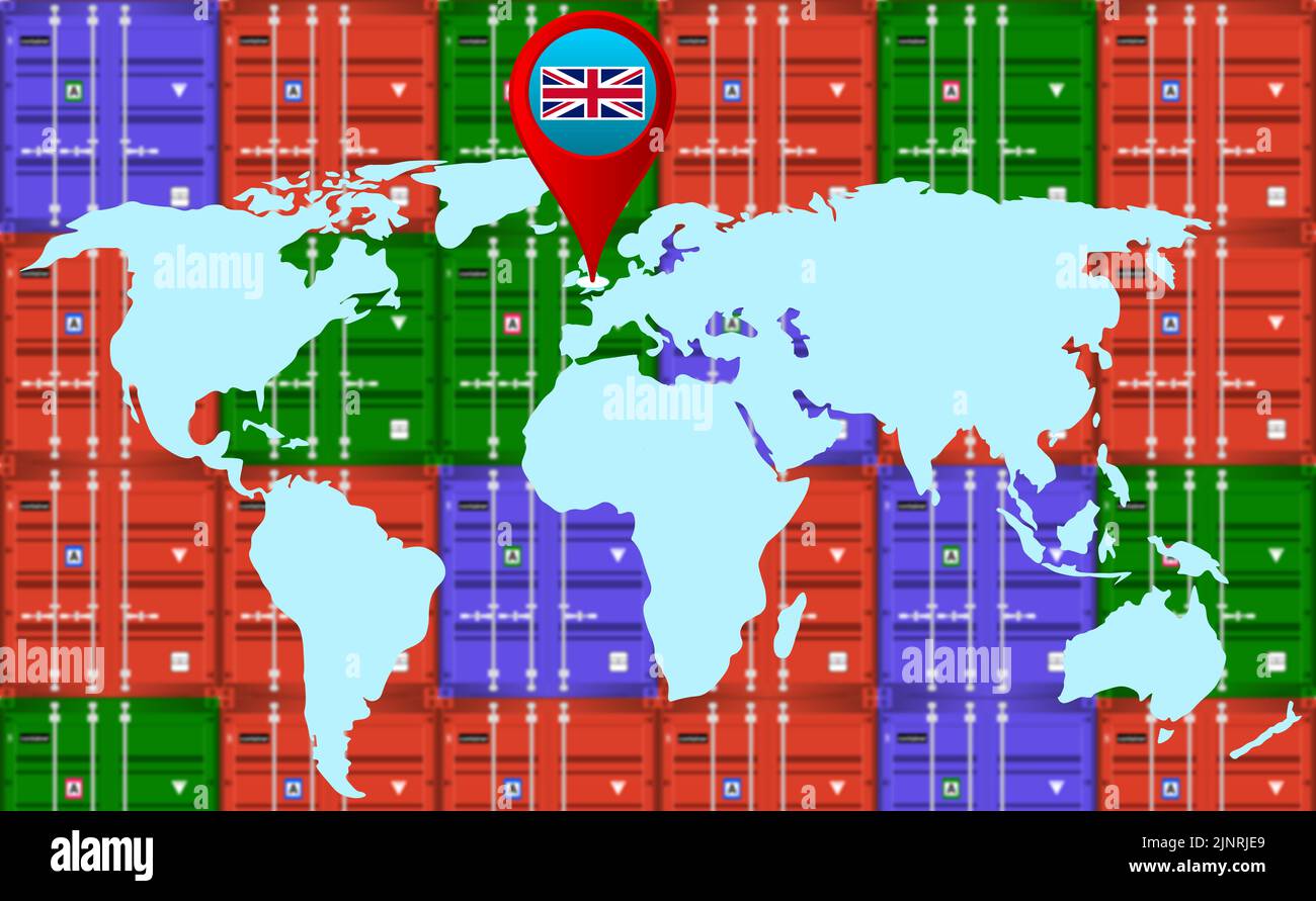 showing United Kingdom location on world map background isolated on