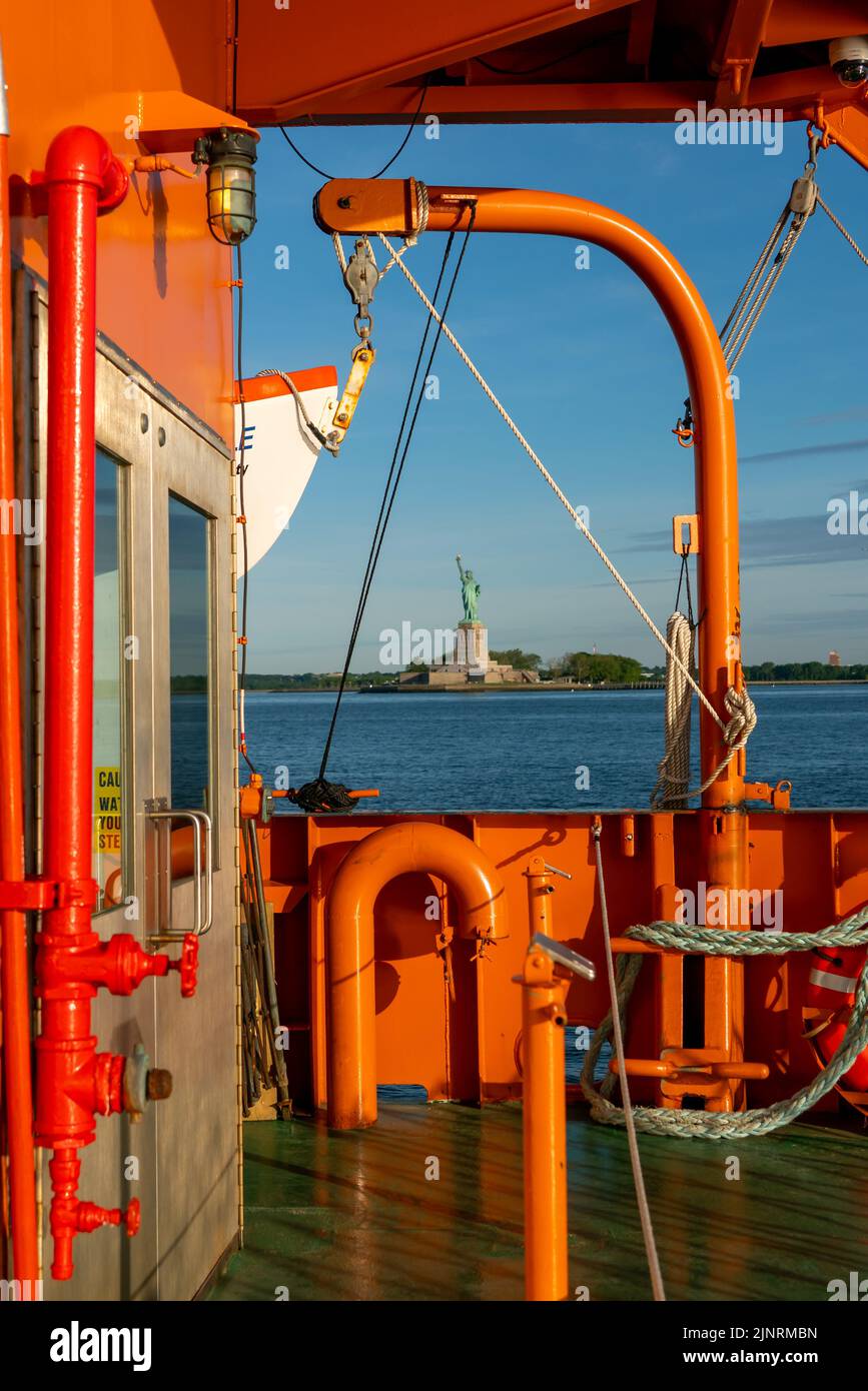 View of the Statue of Liberty from a side Opening of the Staten Island