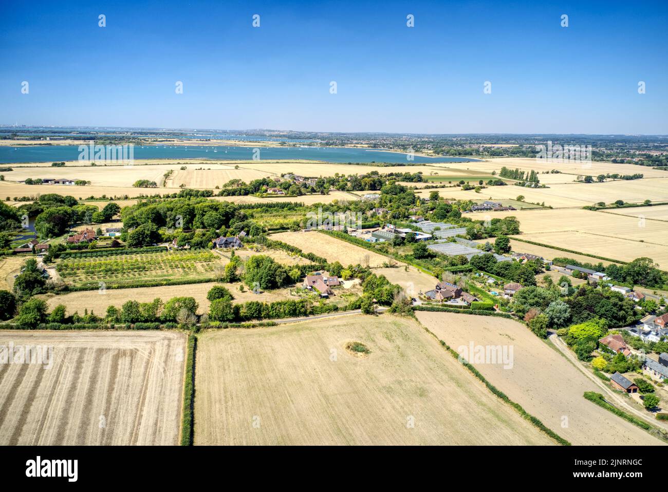 Aerial photo of the small Parish of Chidham surrounded by the beautiful