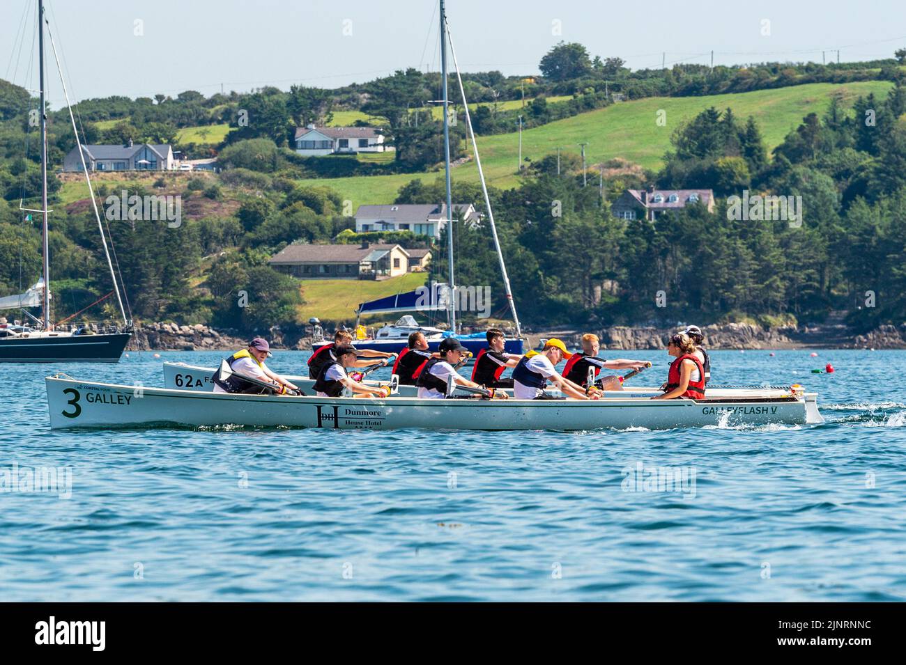 Schull, West Cork, Ireland. 13th Aug, 2022. The 2022 Irish Coastal Rowing Championships is taking place this weekend in Schull, West Cork. A total of 290 crews from different clubs are taking part in the event which finishes Sunday evening. Credit: AG News/Alamy Live News Stock Photo