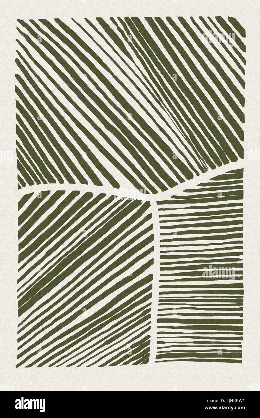 Abstract painting, green lines, modern minimalist lines wall decor ...