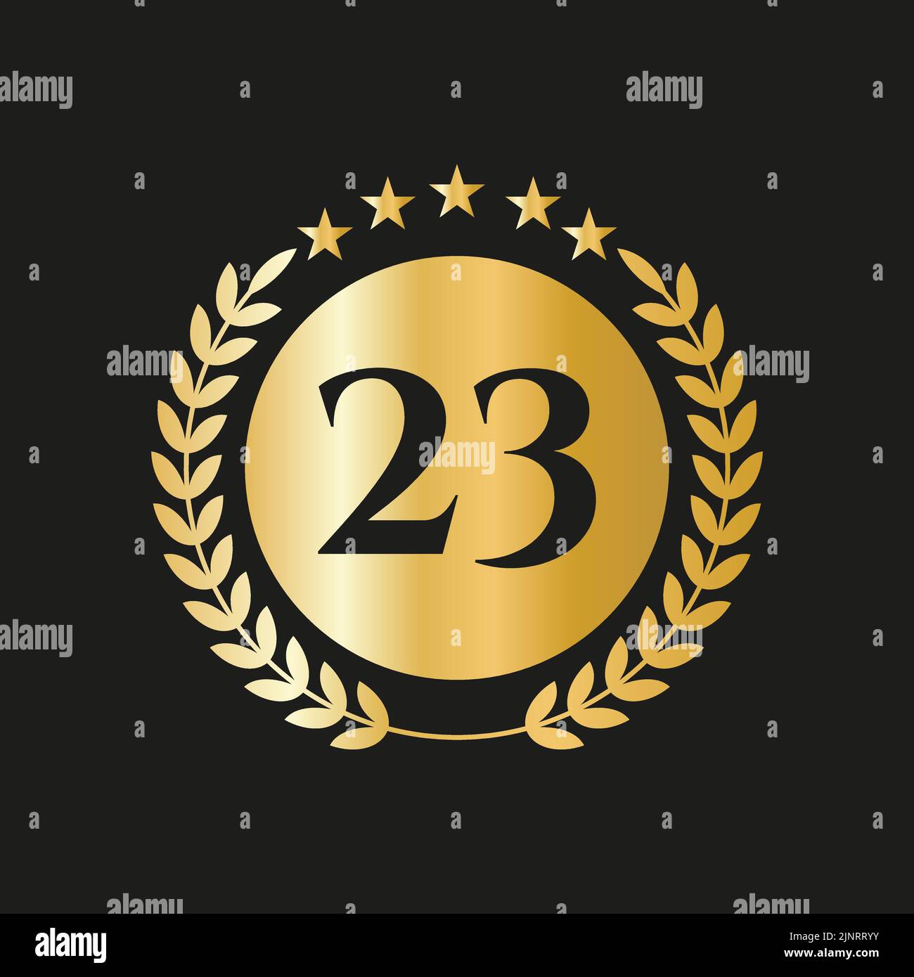 Premium Vector  Number 23 gold logo icon design, 23rd birthday logo number,  23rd anniversary.